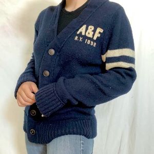 Button-Up Letterman Cardigan Abercrombie & Fitch